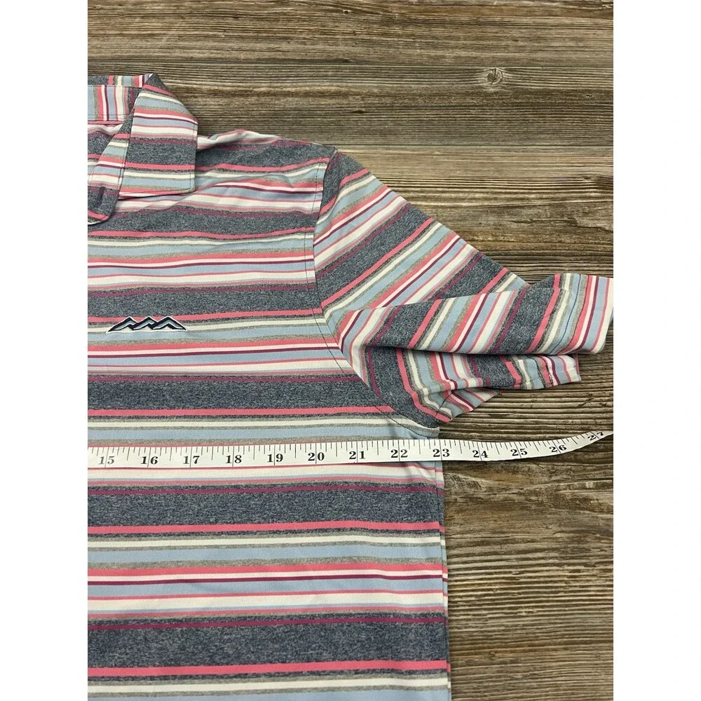 Johnnie-O Golf Polo Shirt Mens L Multicolor Striped Stretch Performance‎ Casual